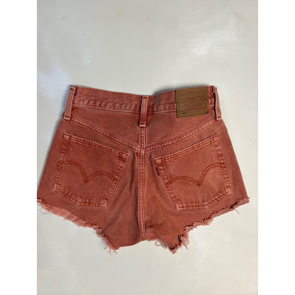 Levi's 501 Original Cut-Off Shorts Women 24 Terracotta High Rise Raw Hem